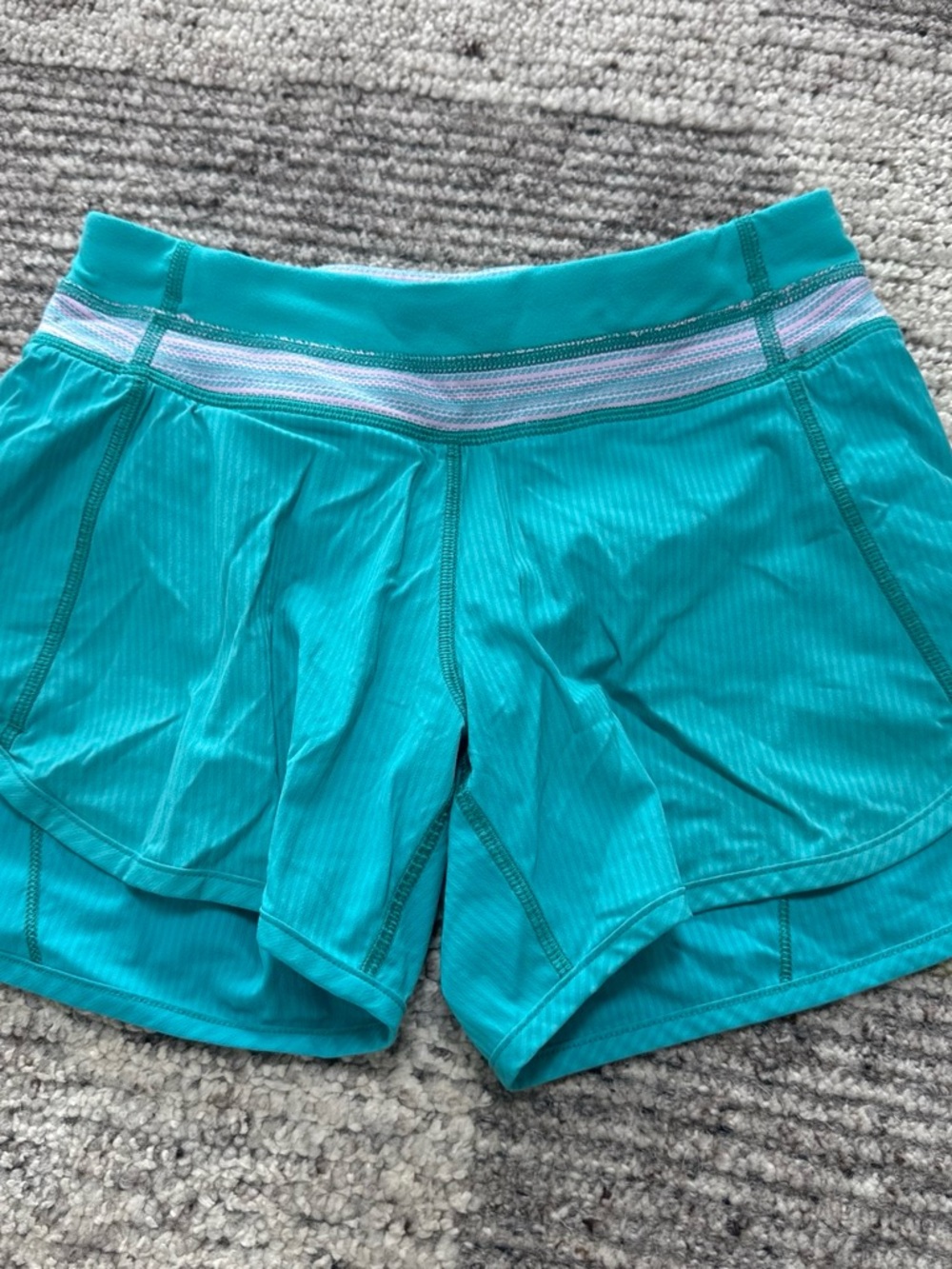 Ivivva Teal Layered Athletic Shorts with Striped Waistband